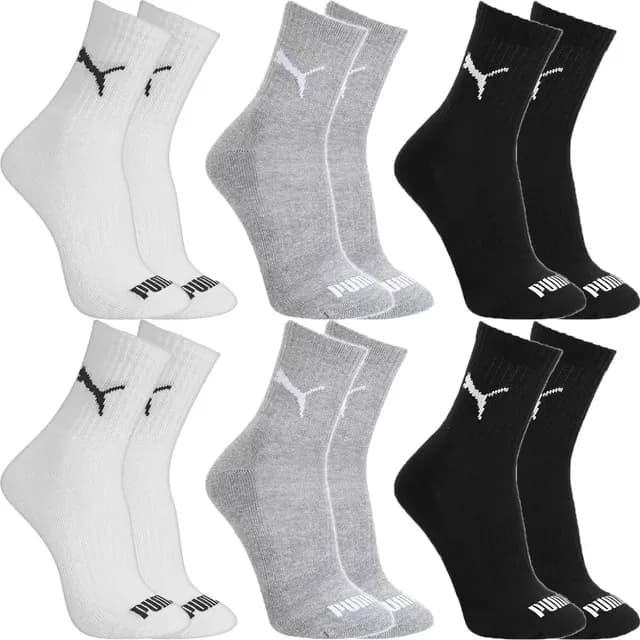 Kit 6 Pares Meias Puma Algodão Cano Médio Alto Atoalhado