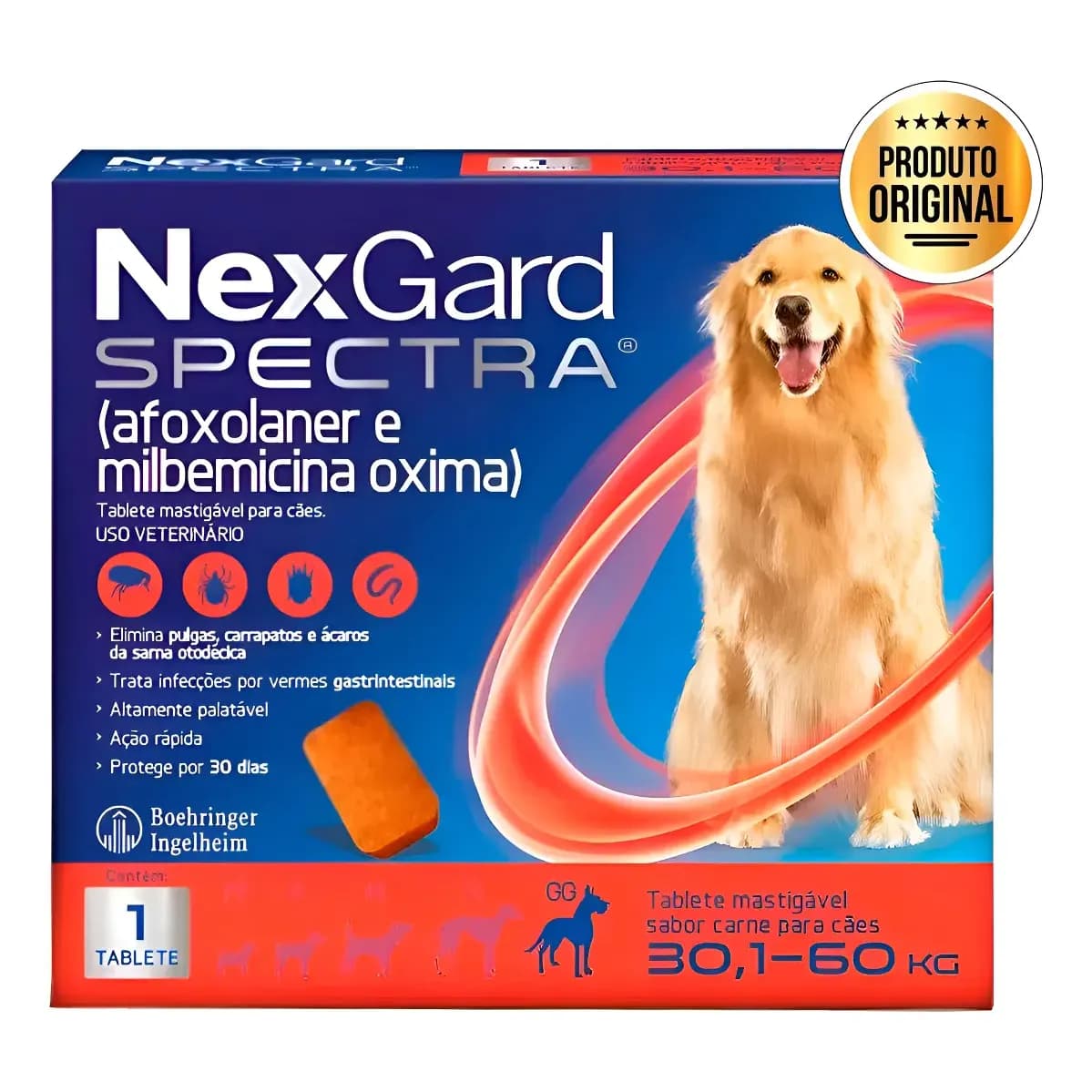 Nexgard Spectra 30,1 A 60kg Antipulgas Carrapatos - 1 Tablet Vermelho