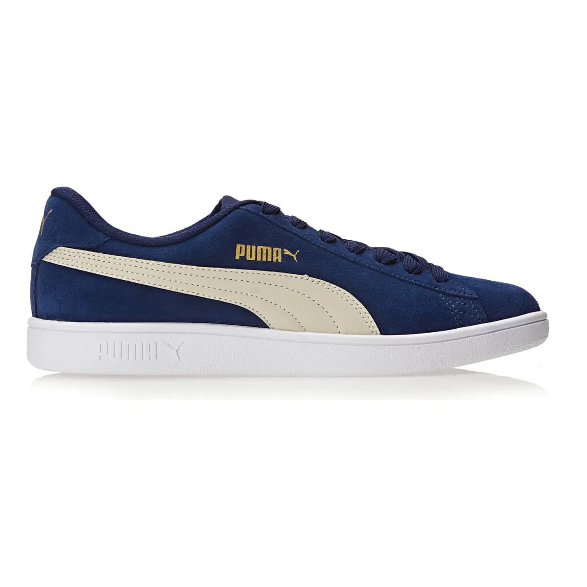 Tênis Masculino E Feminino Smash V2 Bdp Puma Peacoat-tapioca-puma Team Gold-puma White Liso 40