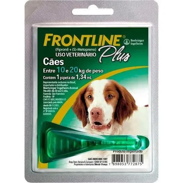 Antipulgas Frontline Plus M Cachorro 10 A 20 Kg 1,34 Ml