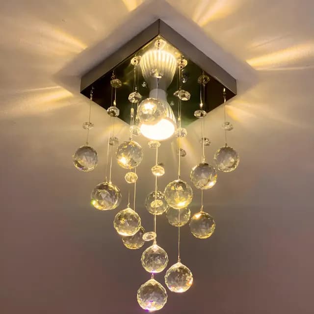 Lustre Cristal Acrílico Quarto Sala Vai Montado Promoção