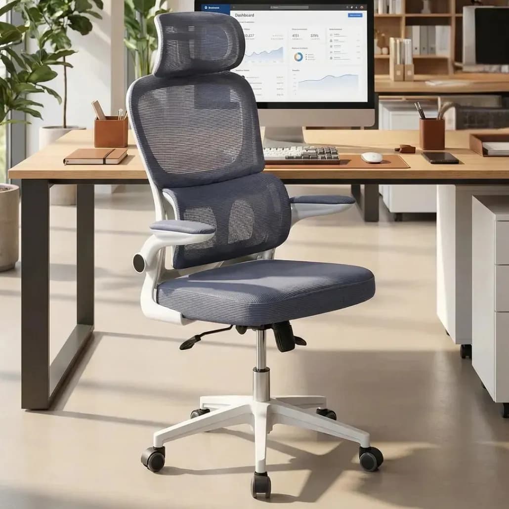 Cadeira de Escritorio Ergonomica Presidente Giratoria Apoio de Lombar Vincere Brasil Cor Cinza
