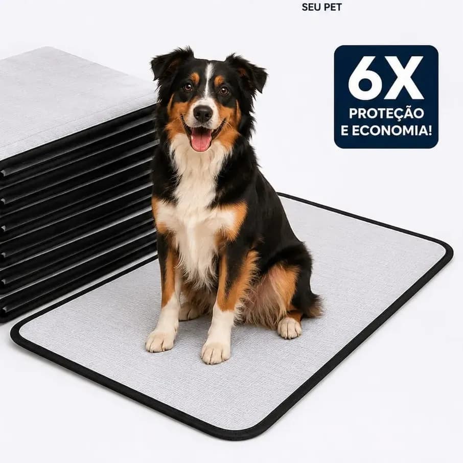 Kit 6 Tapete Higiênico Lavável Cães Cachorro Grande Xixi Dog Branco
