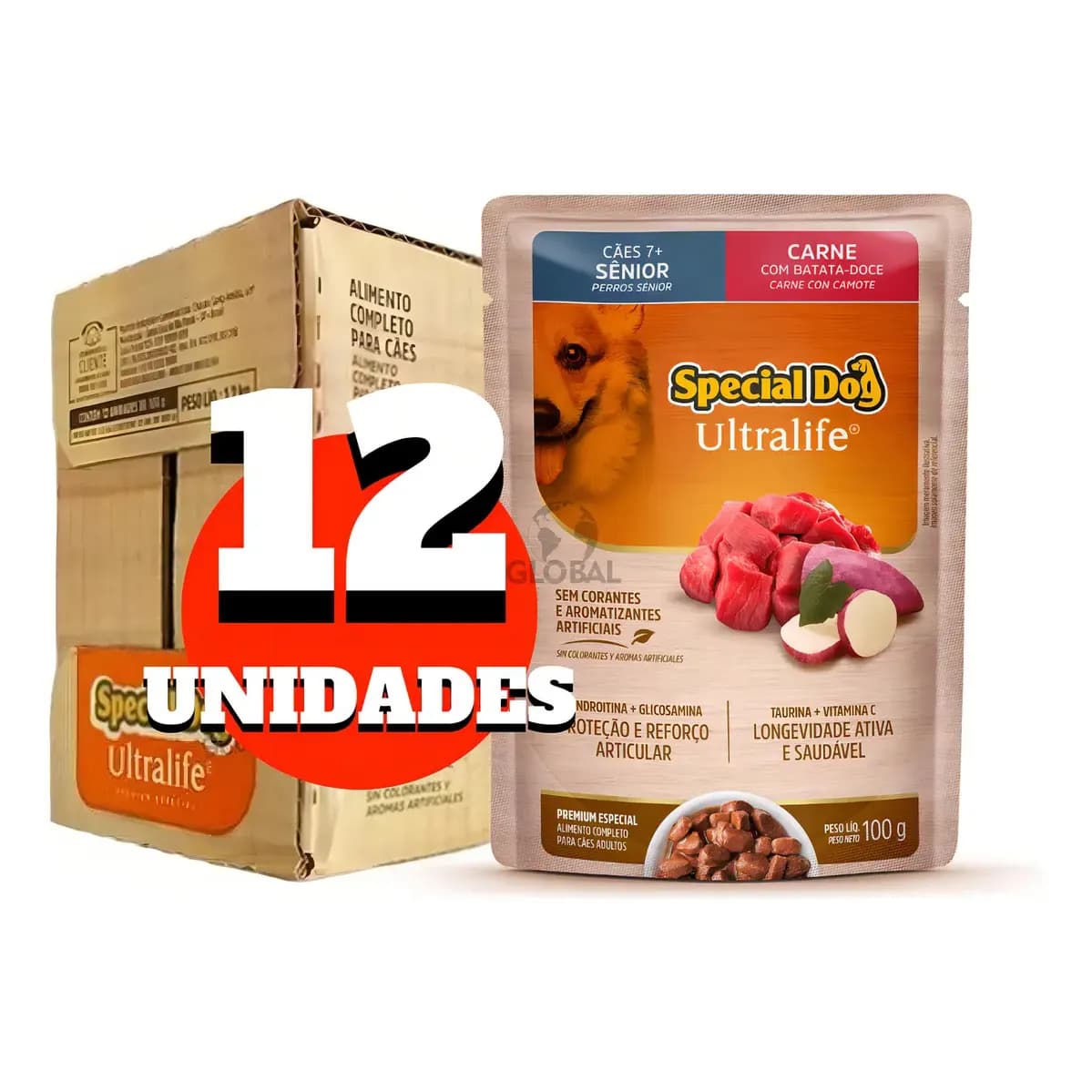 Special Dog Alimento Úmido Carne Cães Sênior Caixa C/12 Sachês