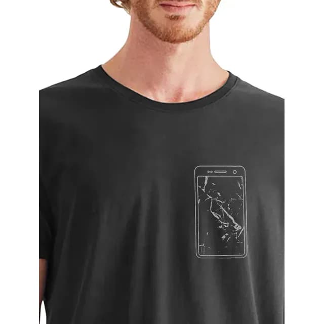Camiseta Reserva Masculina Cracked Screen Phone Preta