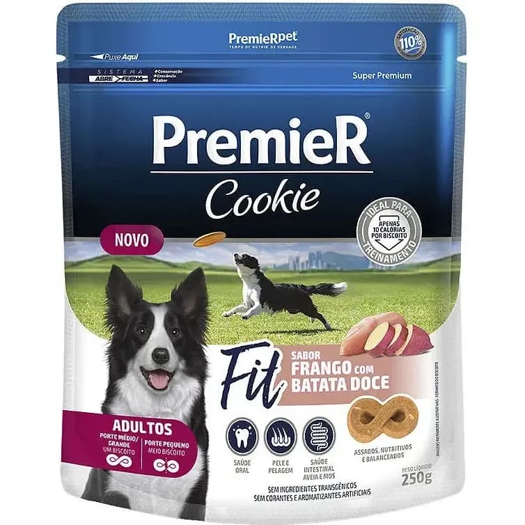 Biscoitos Premier Cookie Cães Adultos Fit Frango Batata Doce