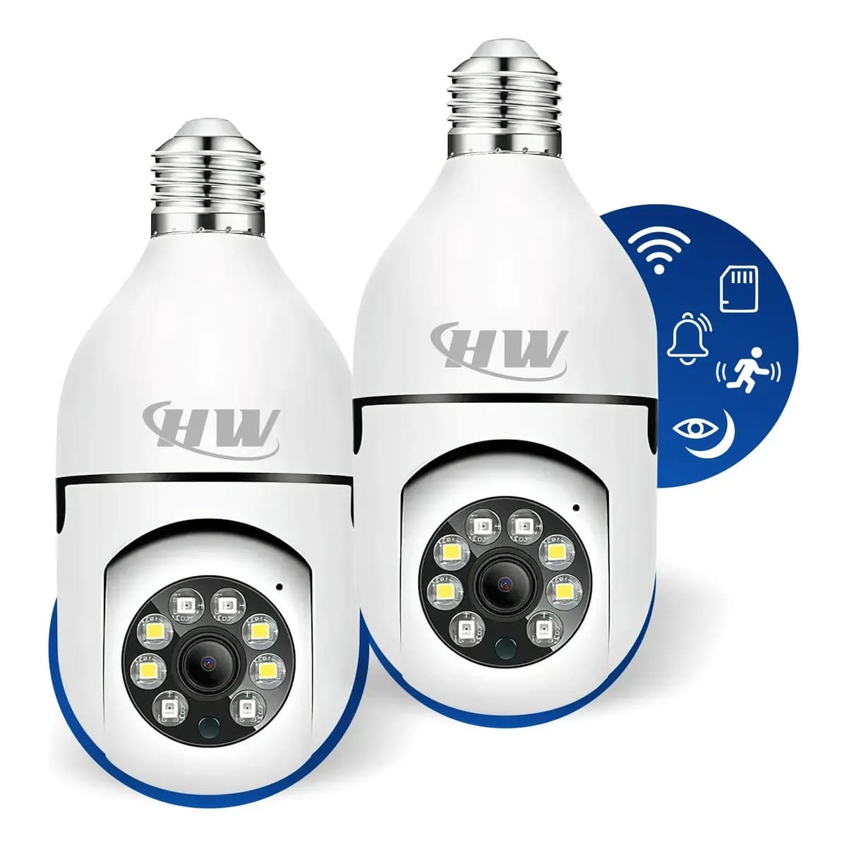 Kit C/ 2 Câmeras Lâmpada Ip Wi-fi 360° | Visão Colorida | Áudio | Sensor De Movimento | E27 App Yoosee- Hw
