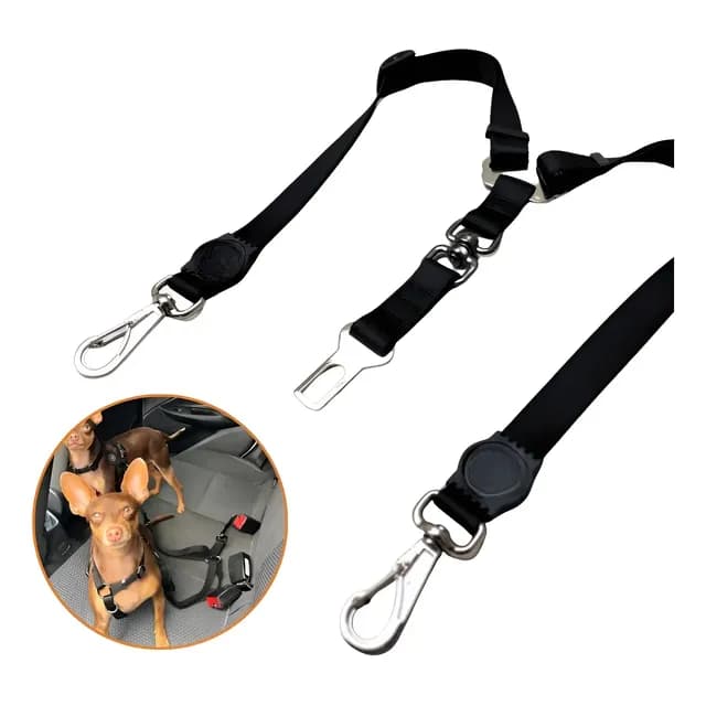 Cinto Segurança Duplo Cachorro Adaptador Passeio Carro Pet