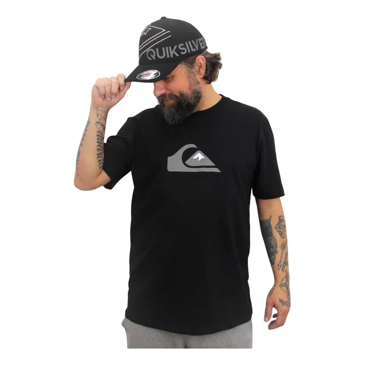 Camiseta Masculina Quiksilver Comp Logo Básica Preta Preto M