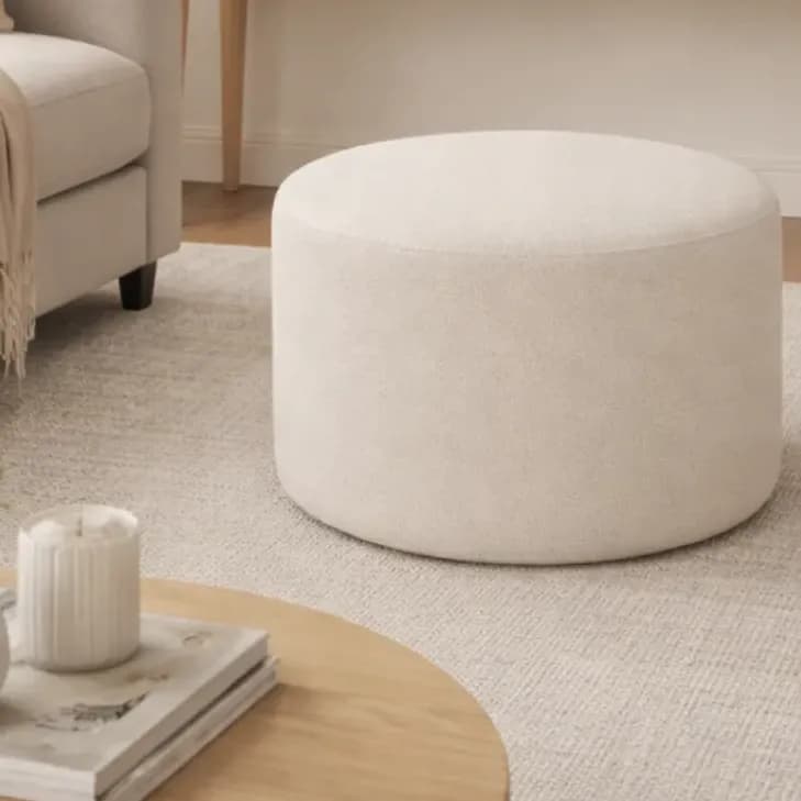 Puff Puffe Sala Quarto Redondo Grande Luxo Decorativo Apoio Boucle Off