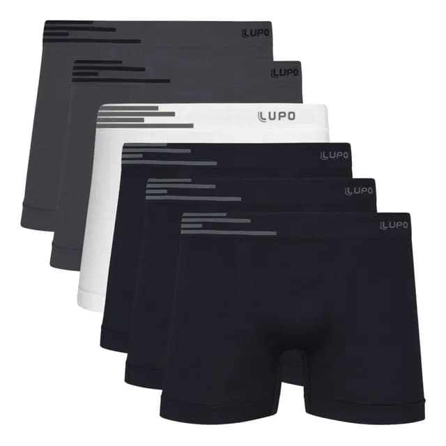 Kit 6 Cuecas Lupo Boxer Poliamida Sem Costura Box Masculina