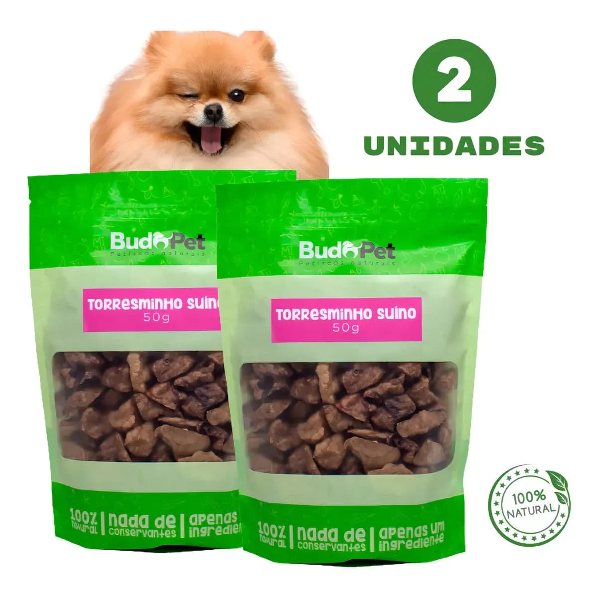 Kit 2un Petisco Natural Cães Gatos Budopet Torresminho Suíno