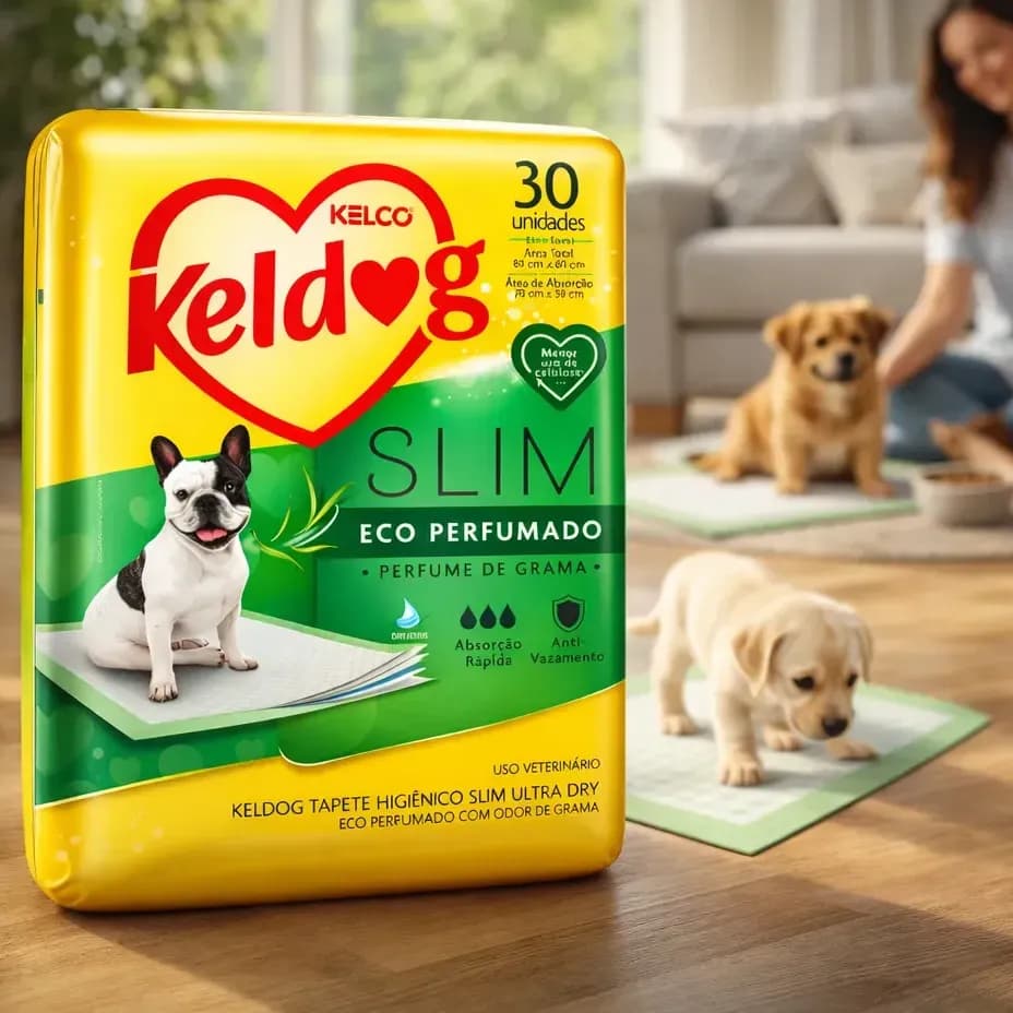 Tapete Higiênico Para Cachorro Kelco Keldog Slim 30 Unidades 80x60cm Ultra Absorção Antiodor