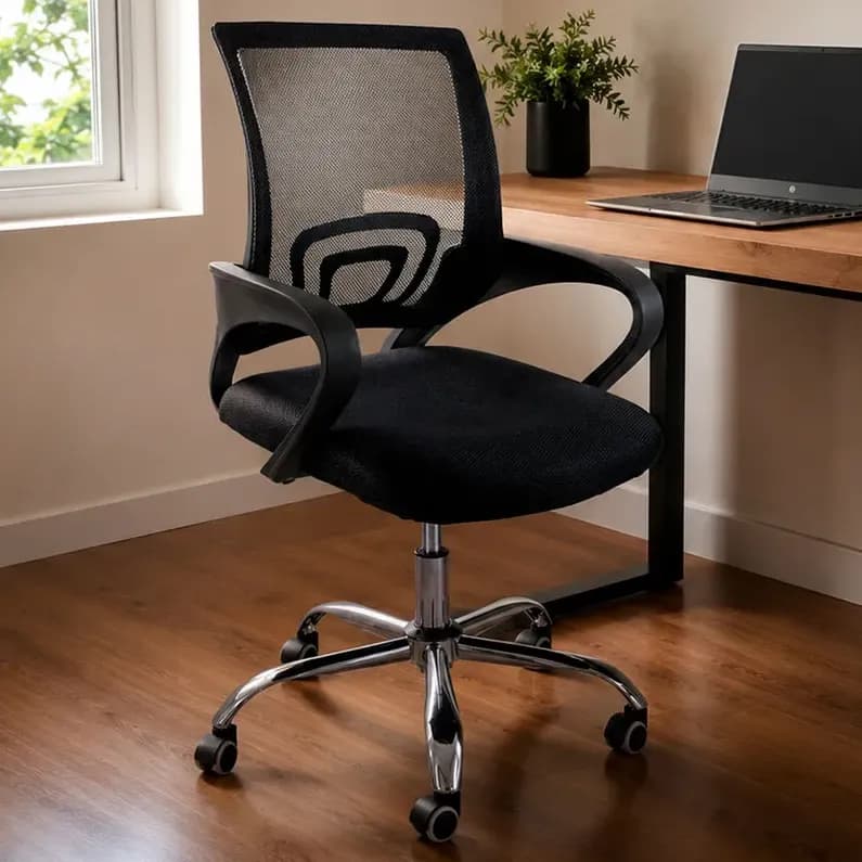 Cadeira Escritório Ergonômica Giratória Oficial Begonia Mesh Preto Espuma