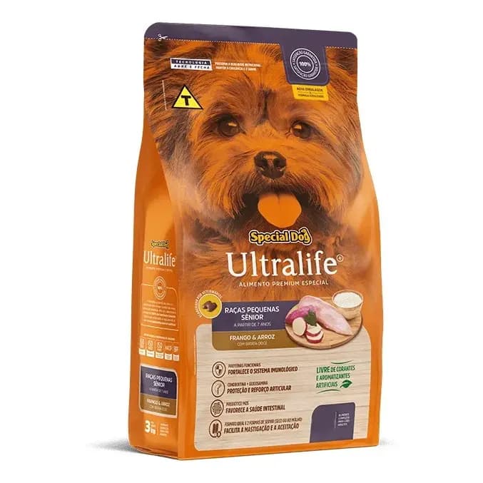 Ração Special Dog Ultralife Cães Raças Pequenas Sênior 7+ Sabor Frango 3kg