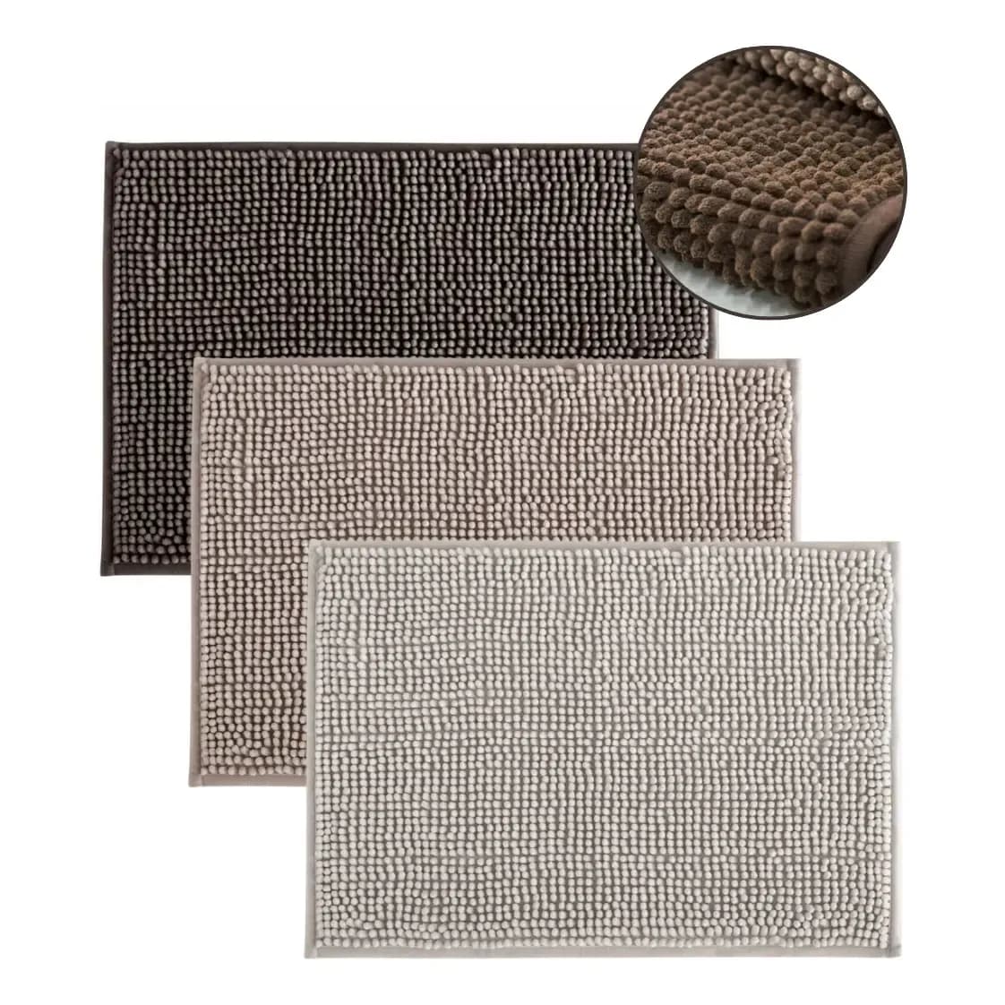 Kit 3 Tapetes De Banheiro Microfibra Bolinha Antiderrepante Cor Sortido