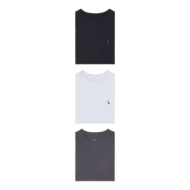 Kit 3 Camisetas Básicas Brasa Pica Pau Bordado Reserva