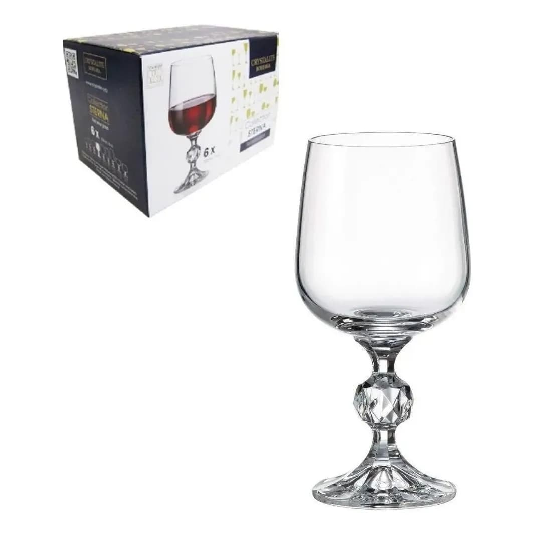 Jogo Com 6 Taças De Cristal Vinho 340ml Sterna Bohemia