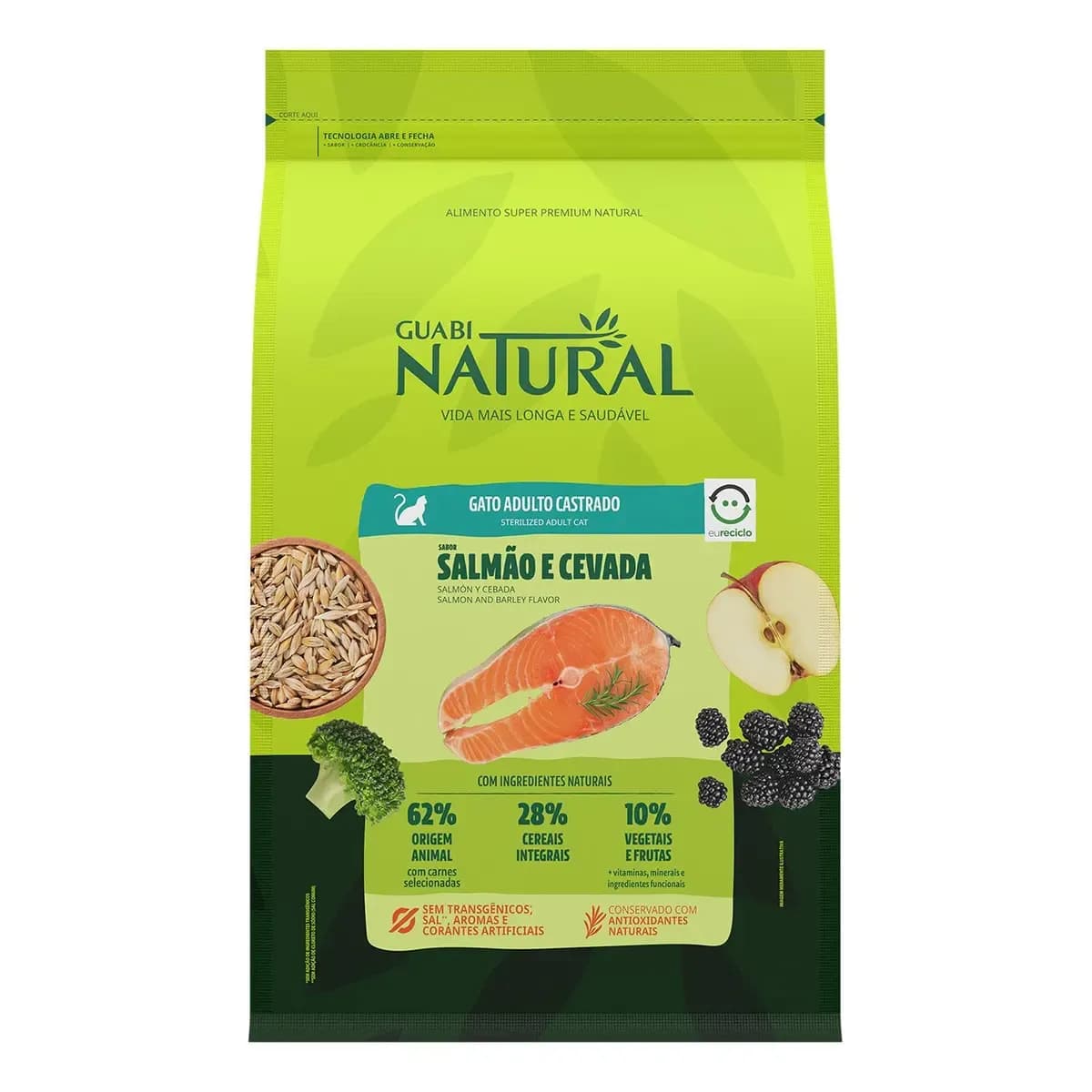 Ração Natural Gato Adulto Castrado Sabor Salmão e Cevada 7.5kg