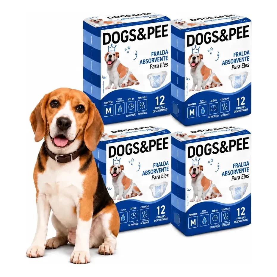 Fralda Descartável Higiênica Pet Cães Dogs Care Macho 48un M Branco M