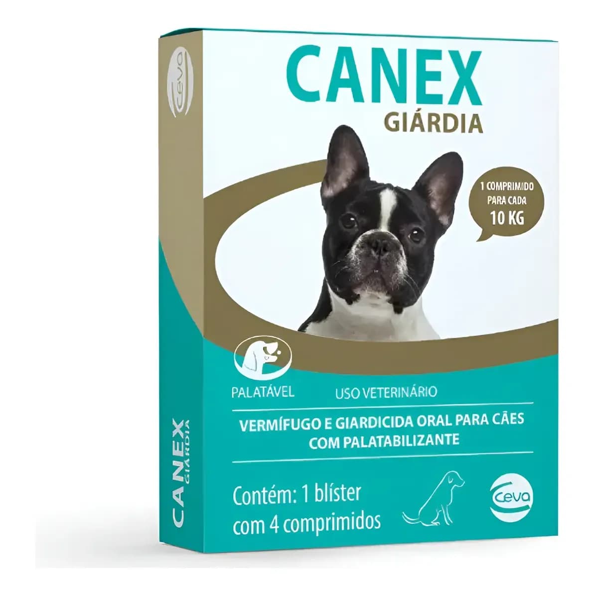Vermífugo Canex Giárdia Vermes Cães 10kg 4 Comprimidos Ceva