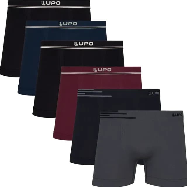 Kit 6 Cuecas Lupo Boxer Box Sem Costura Basic Microfibra