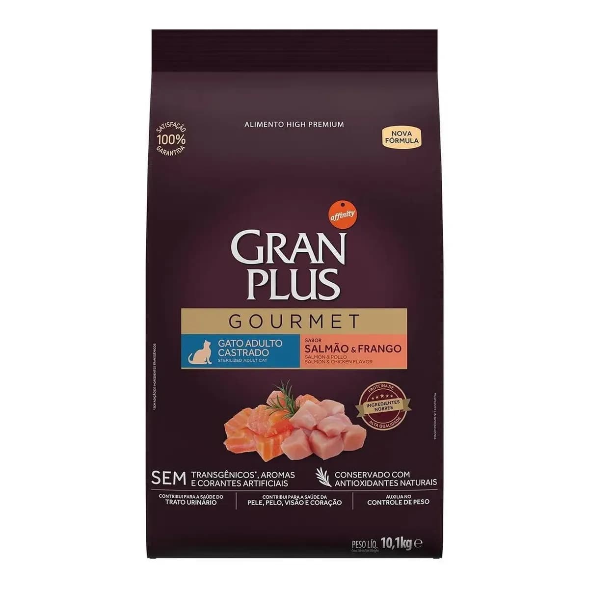 Alimento Gran Plus Gourmet para gato adulto Castrado sabor salmão e frango de 10.1 kg