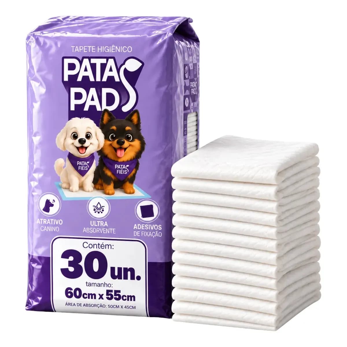 Tapete Higienico Caes Pequeno 60x55 30 Und - Patas Pads