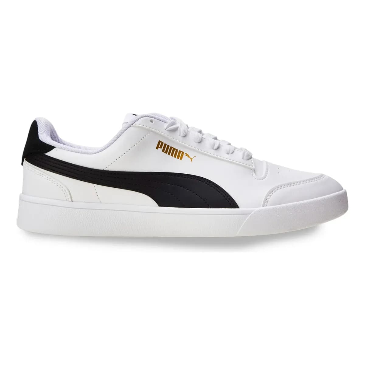 Tênis Casual Masculino E Feminino Shuffle Puma Puma White-puma Black-puma Team Gold Geométrico 42 Br