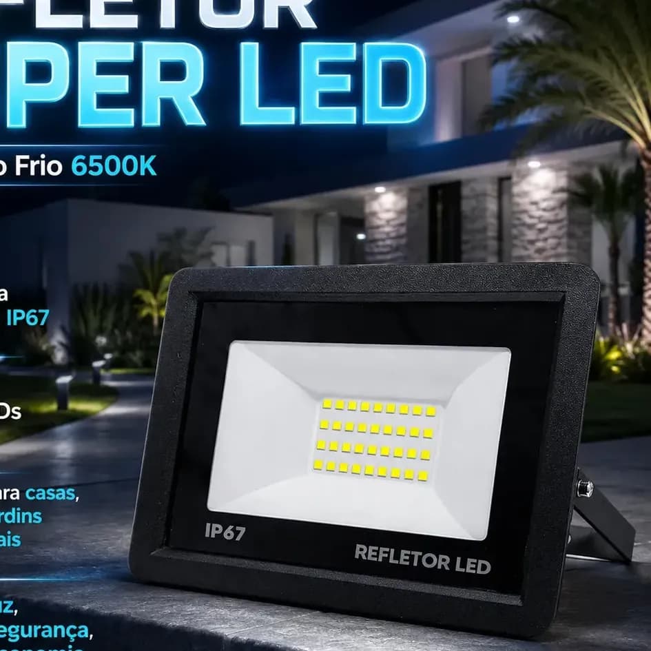 Kit 5 Refletores LED 100W IP67 à Prova D'Água 6500K Branco Frio Bivolt