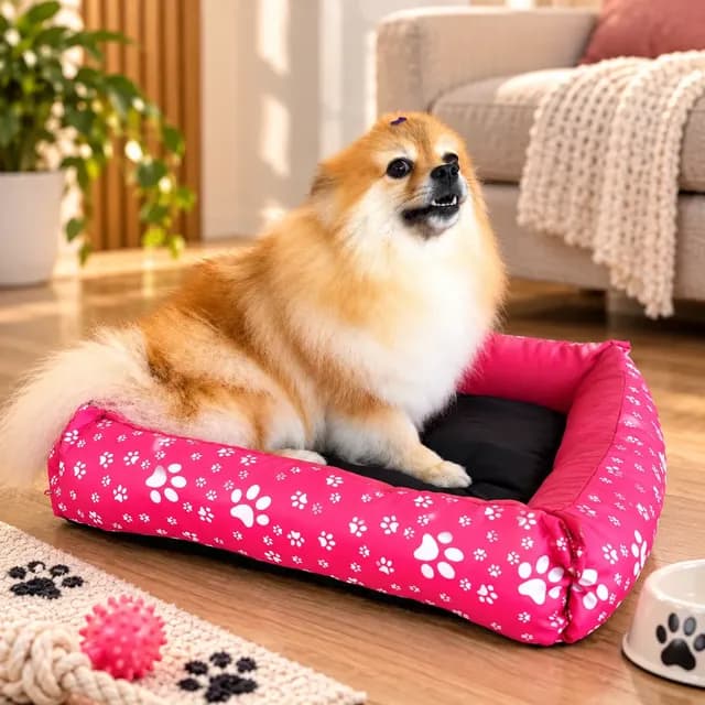 Cama Pet Impermeável Rosa/azul Pequena 45x45cm Cães E Gatos