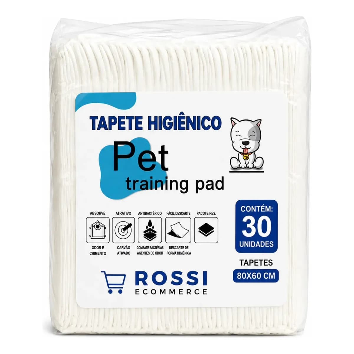 Tapete Higiênico Descartavel Pet 80x60 Cães Gato 30 Unid 30 Unidades