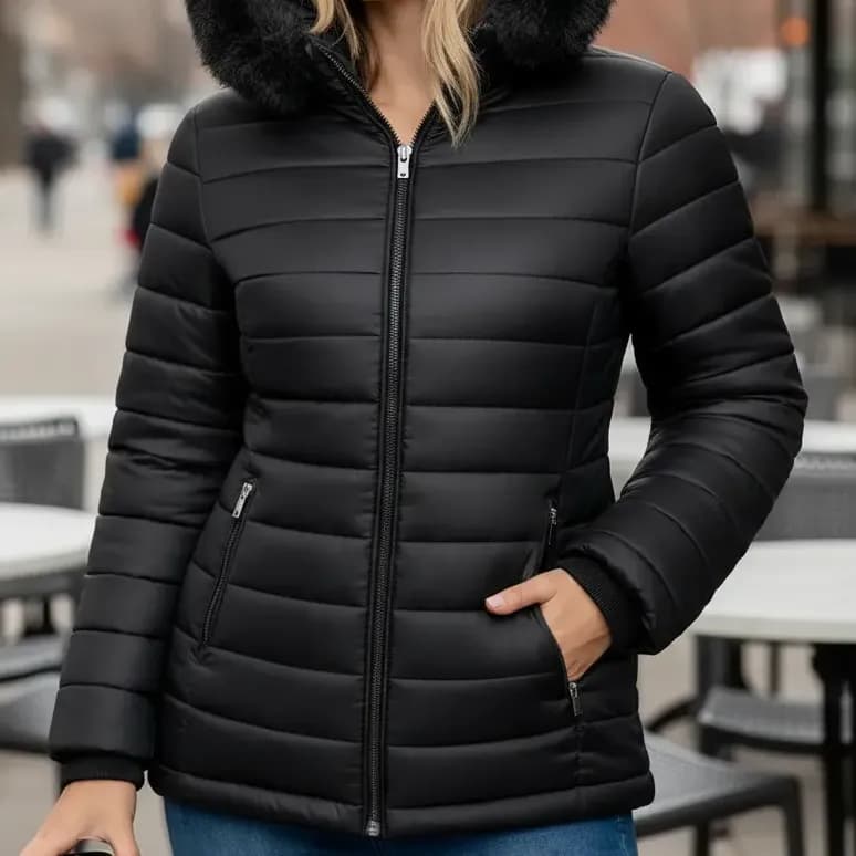 Jaqueta Bobojaco Feminina Puffer Impermeável Inverno Térmica Preto 38 A 40 Liso