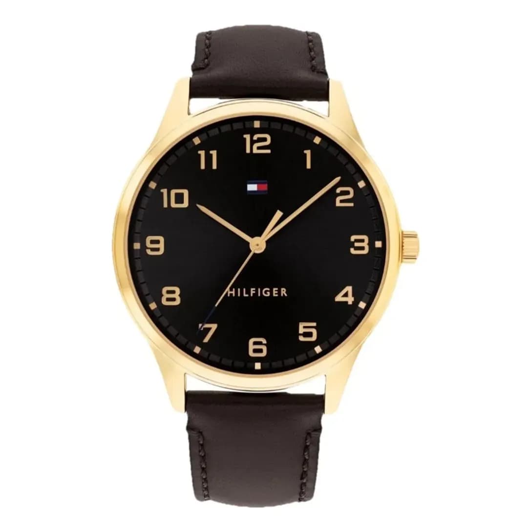Relógio Tommy Hilfiger Th Essentials Masculino Em Couro Pret Preto