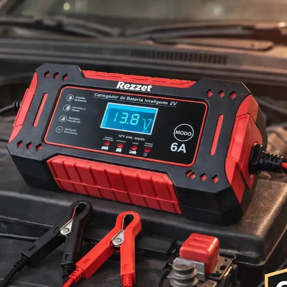 Carregador De Bateria Automotiva Portátil 12v 4ah-100ah 6a Carro Moto Caminhão Automático