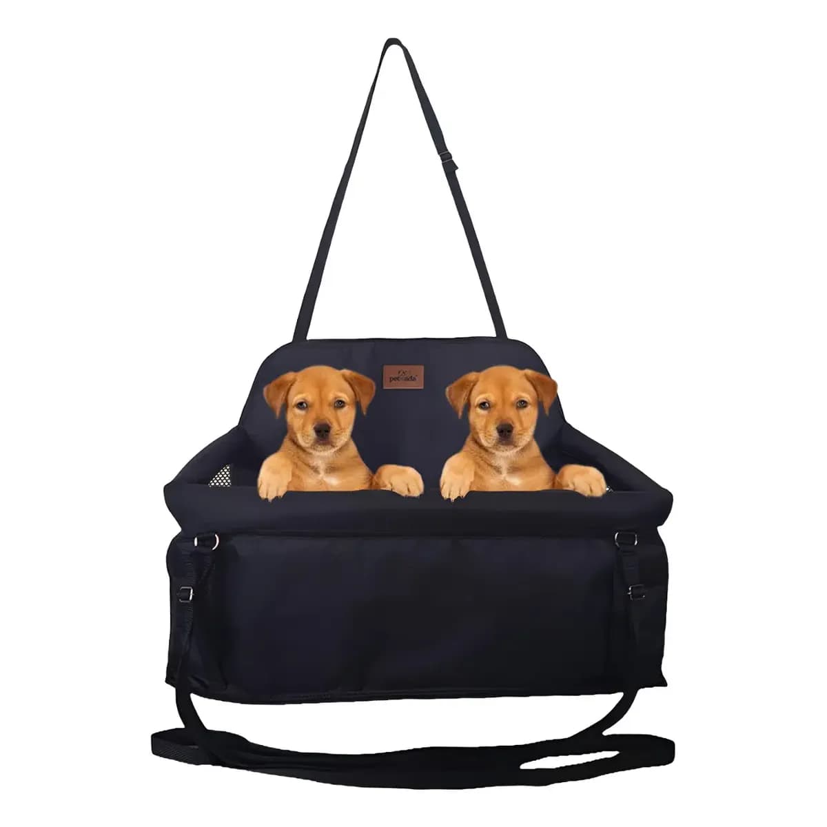 Bolsa Transporte Carro Para Dois Pets Cães Dupla Grande Preto