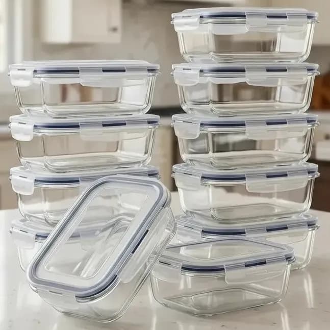 Kit 10 Potes Vidro Borossilicato Hermético Freezer E Forno