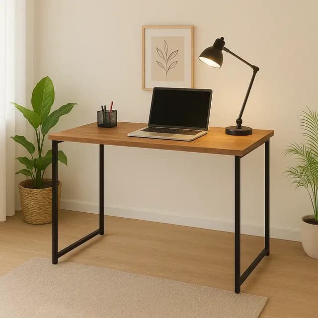 Escrivaninha Industrial 90cm Mesa Estudo Aparador Aço Mdf