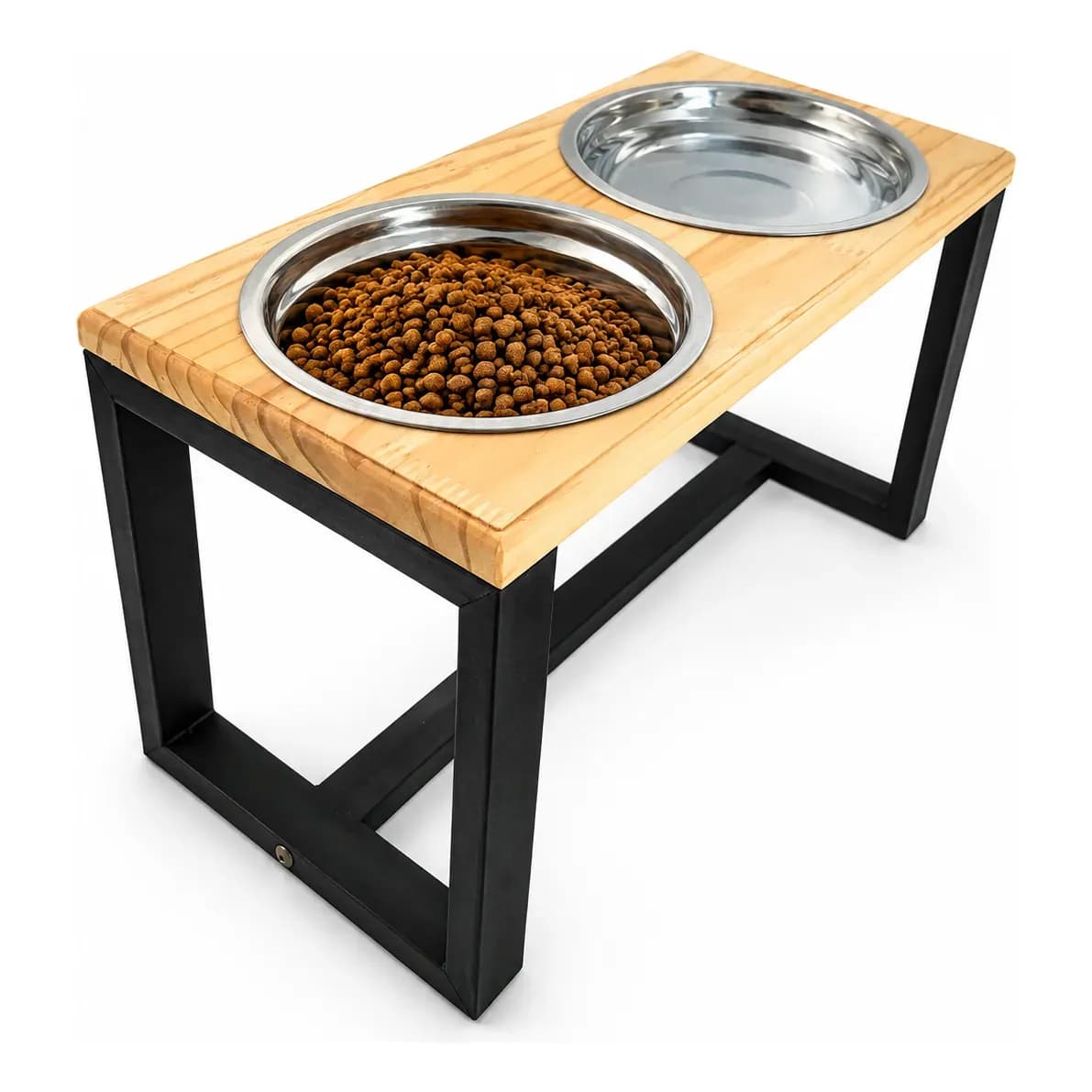 Comedouro Alto Duplo Para Cachorro - Tamanho G Madeira
