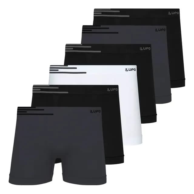 Kit 6 Cuecas Boxer Lupo Microfibra Sem Costura Box Masculina