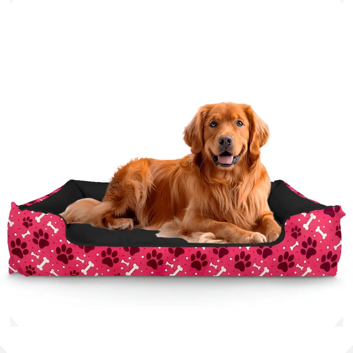Cama Pet Extra Grande Xg Lavável Cachorro Porte Grande Cor Pata Pink
