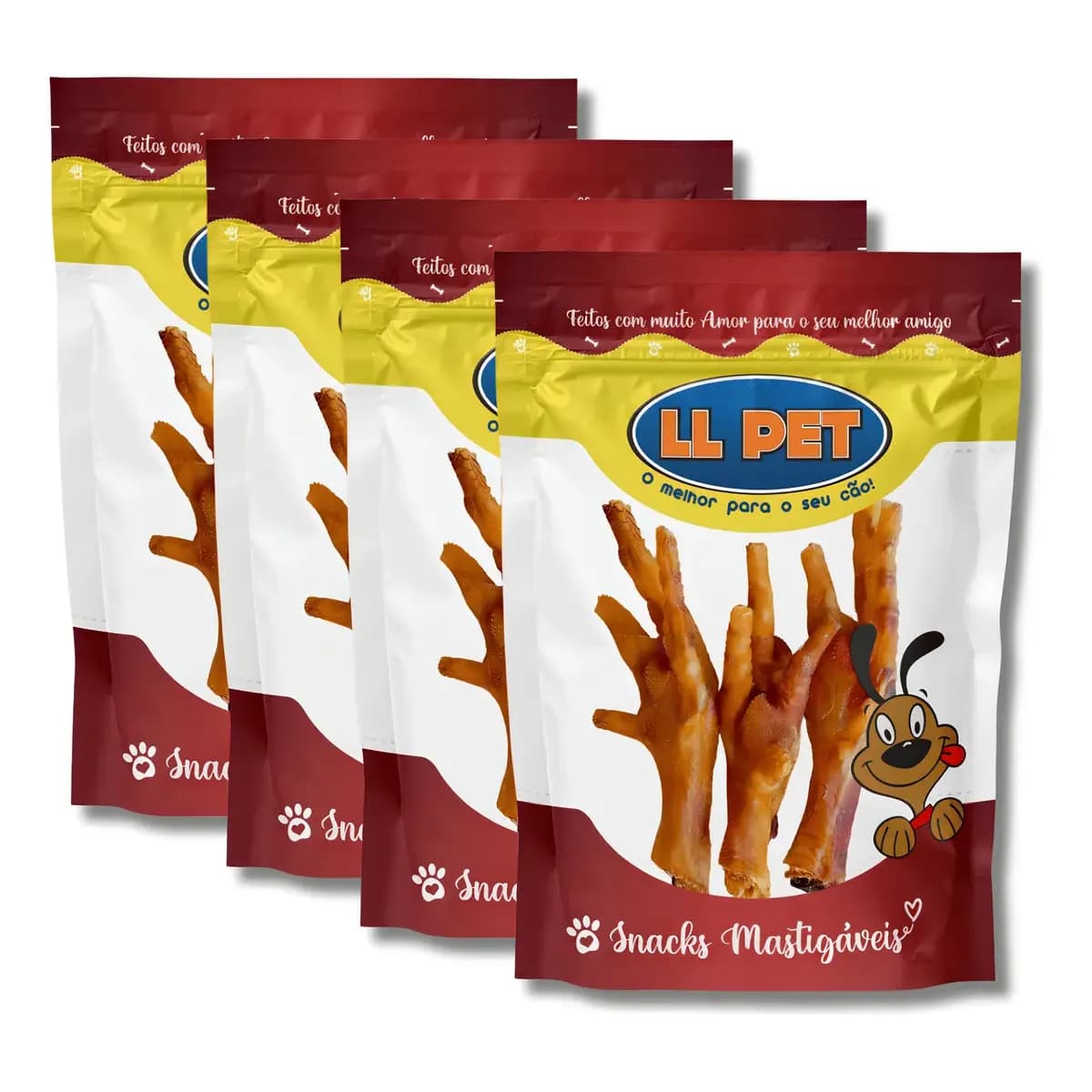 Petisco Natural Mordedor Pé De Galinha Pet Cães Com 12un