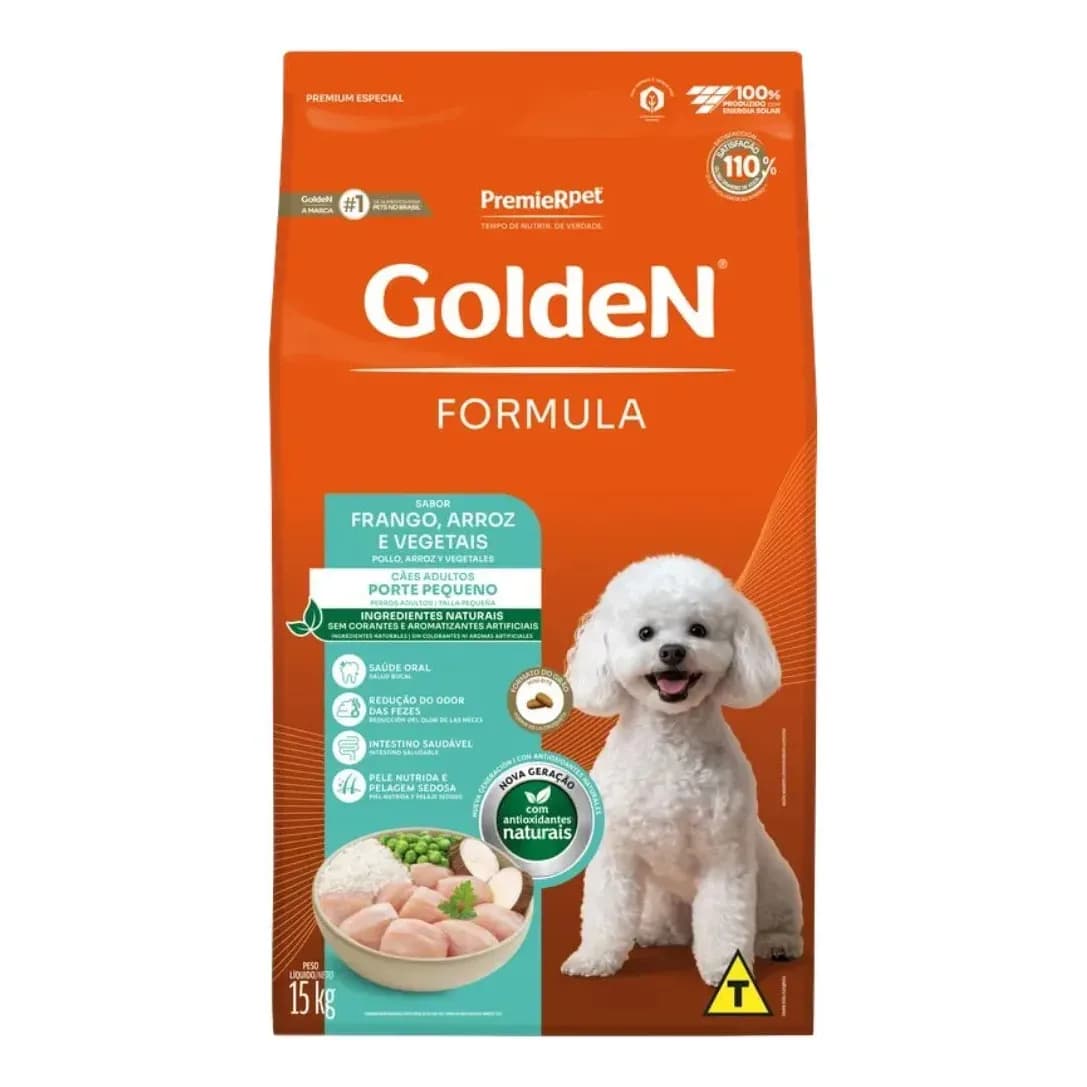 Golden Formula cães adultos de pequeno porte frango e arroz 15kg