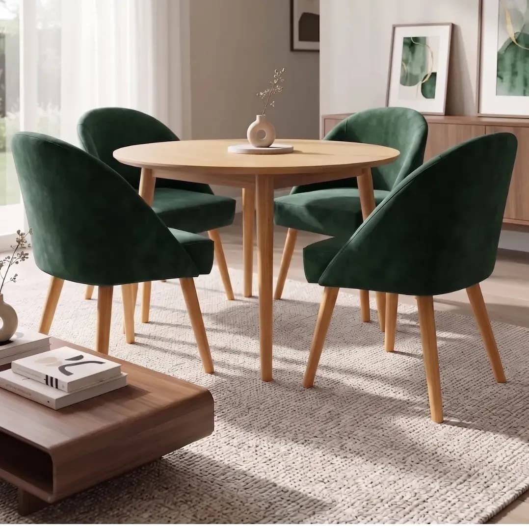 Kit 4 Poltrona Cadeira Lua Pés Palito Sala Quarto Luxo Verde