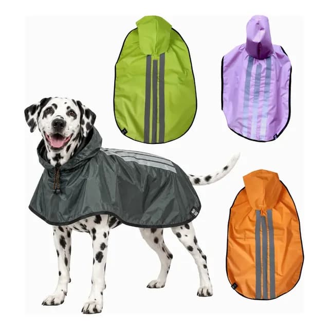 Capa De Chuva Pet Impermeável Capuz Refletiva Para Cachorro