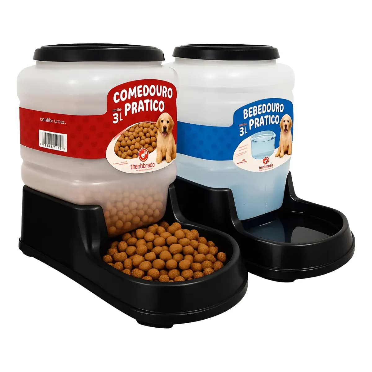 Kit Comedouro Automatico Bebedouro Cachorro Gato Pet 3l Preto