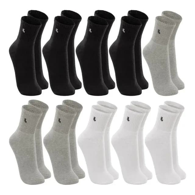 Kit 10 Pares Meia Lupo Original Masculina Cano Médio Algodão