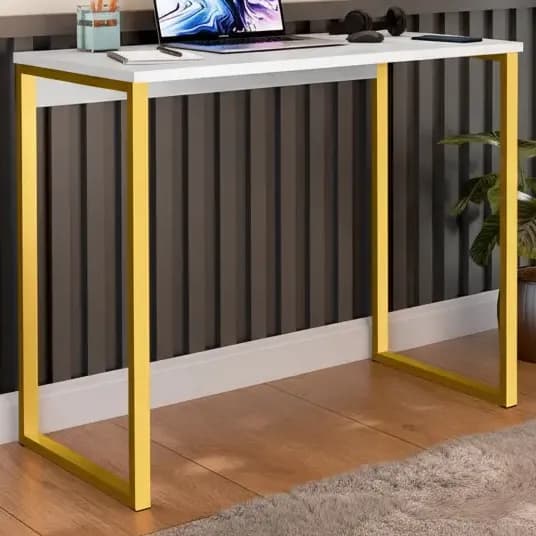 Escrivaninha Industrial Mesa Estudo Aparador Office Aço Mdf