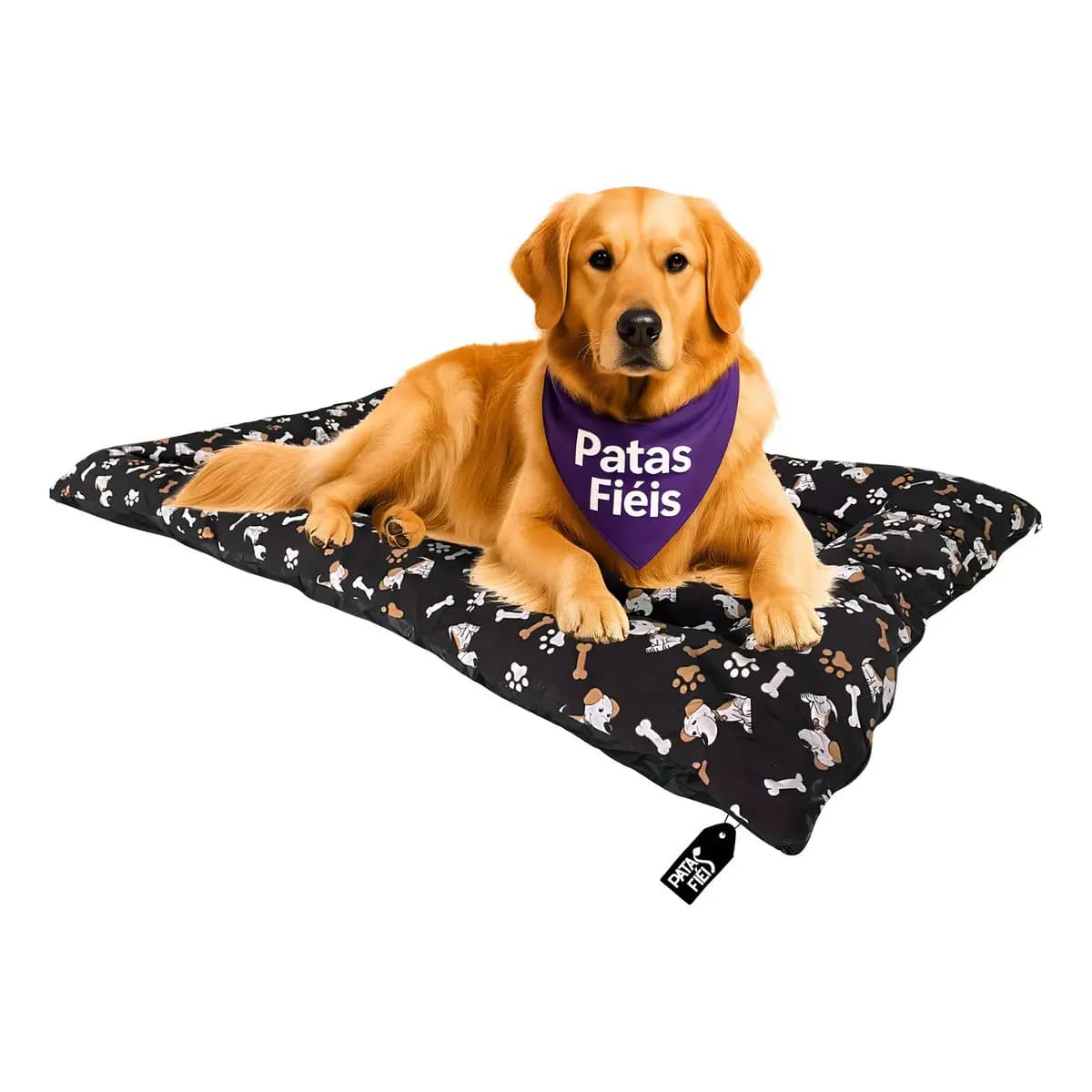 Cama Pet Cachorro Colchão Colchonete Gg 120x80 Lavável Fundo Impermeável Preto - Patas Fiéis