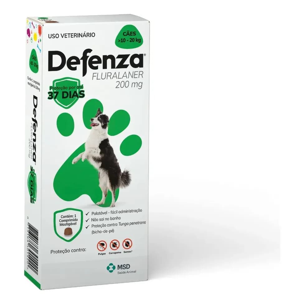 Antipulgas e Carrapatos Defenza Fluralaner Cães 10-20kg 1 Comprimido